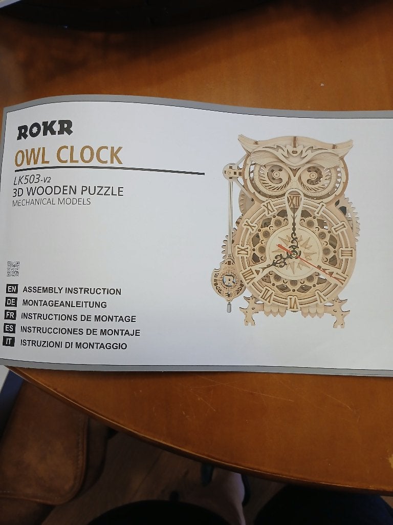 bouwpaket klokje uil robotime, Overige merken, Ophalen of Verzenden, Zo goed als nieuw, Groter dan 1:32