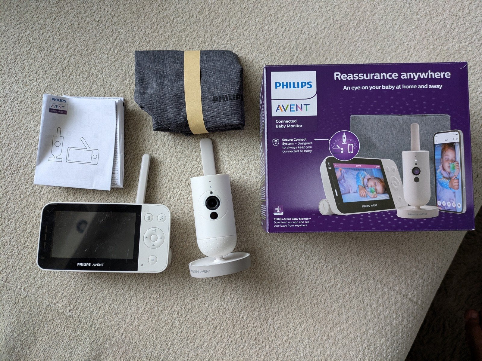 z.g.a.n Philips Avent Connected Babyfoon SCD953/26, Kinderen en Baby's, Babyfoons, Ophalen of Verzenden, Zo goed als nieuw, 250 meter of meer