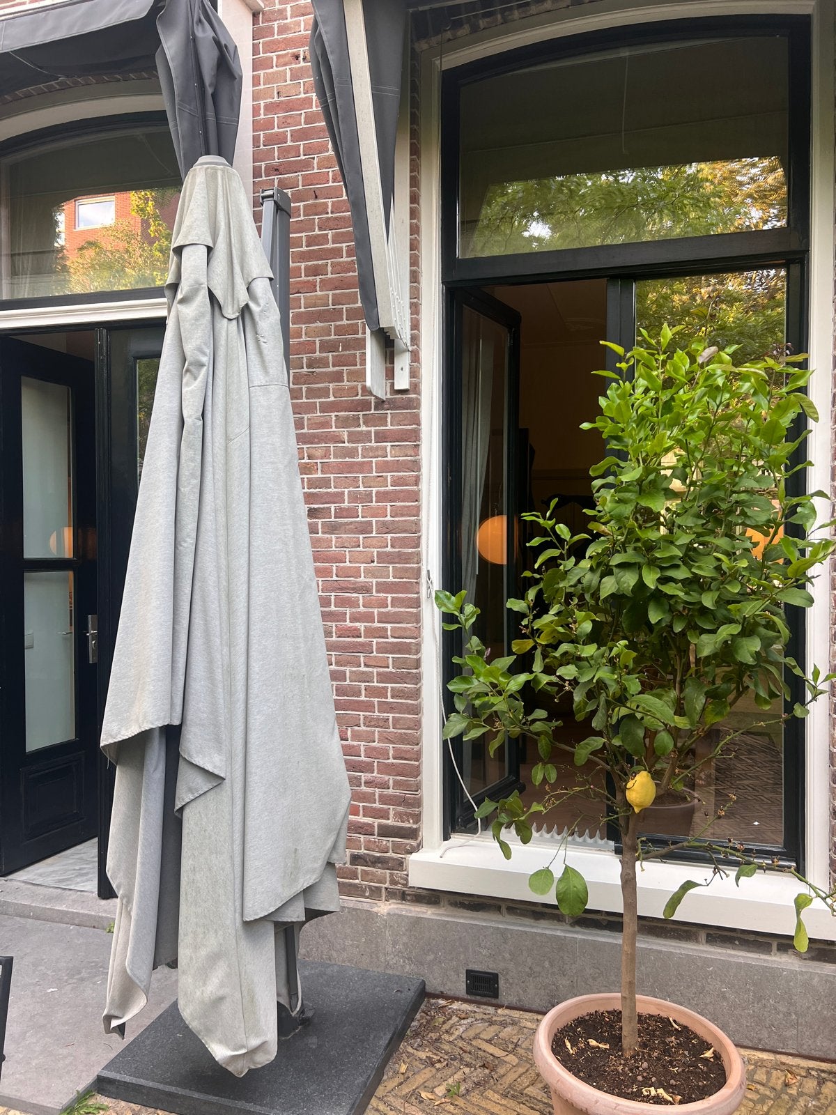 Platinum Challenger zweefparasol met zware voet, Ophalen, Gebruikt, 3 tot 4 meter, Zweefparasol