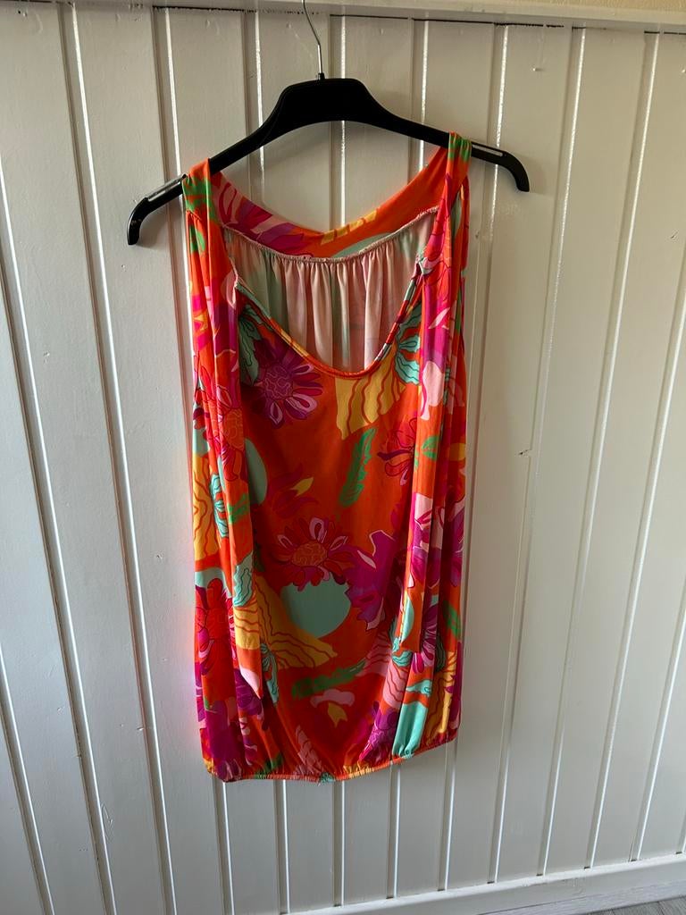 Oranje hemdje met gekleurde bloemen - Nieuwe collectie XL, Maat 46/48 (XL) of groter, Nieuw, Oranje, Ophalen of Verzenden