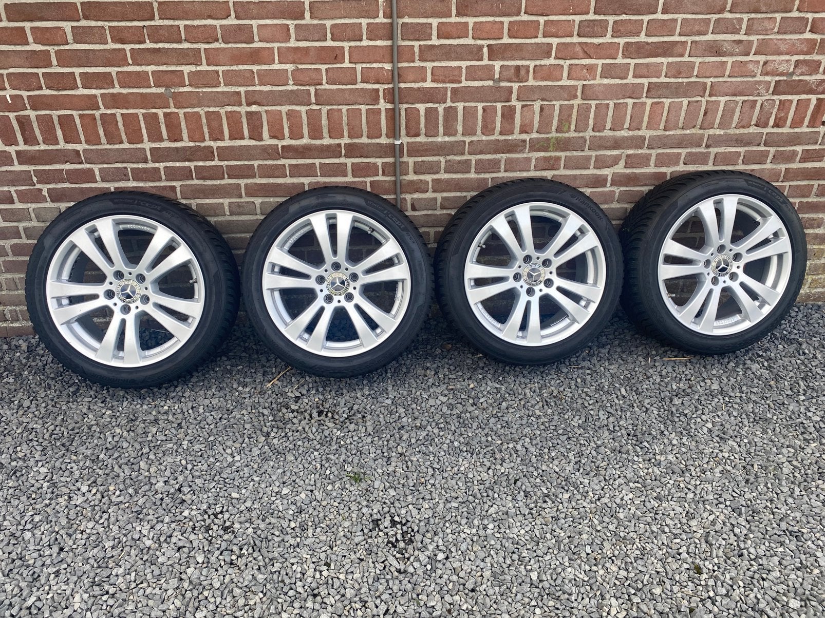 17 inch Mercedes velgen 5x112 winterbanden, Ophalen, 17 inch, 205 mm, Winterbanden