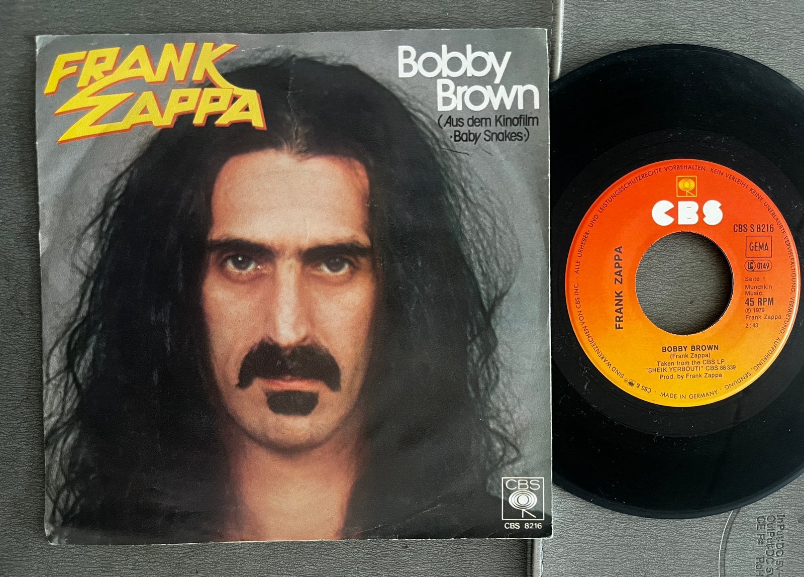 Frank Zappa - Bobby Brown 7” DE 1980, Cd's en Dvd's, Gebruikt, 7 inch, Ophalen of Verzenden, Pop