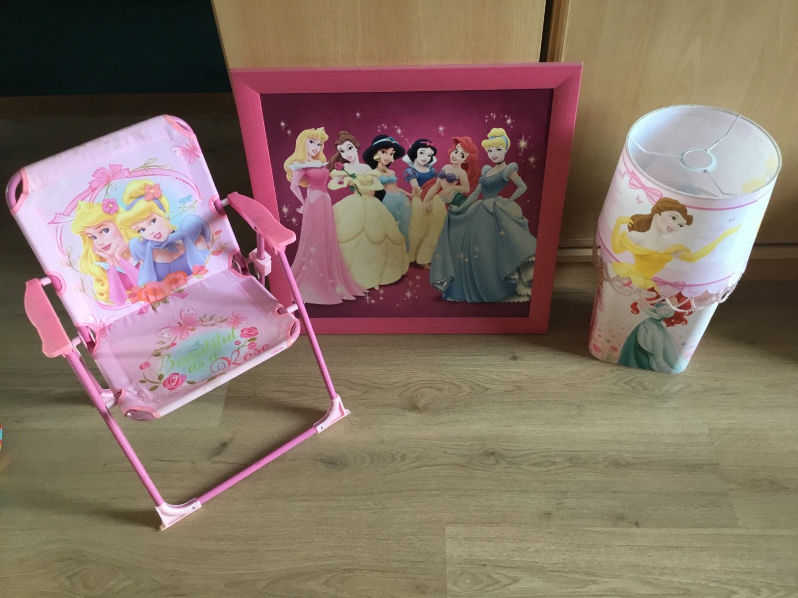 Disney Prinsessen Stoel, Lampenkap, afvalbakje en Schilderij, Ophalen, Gebruikt, Overige typen, Disney