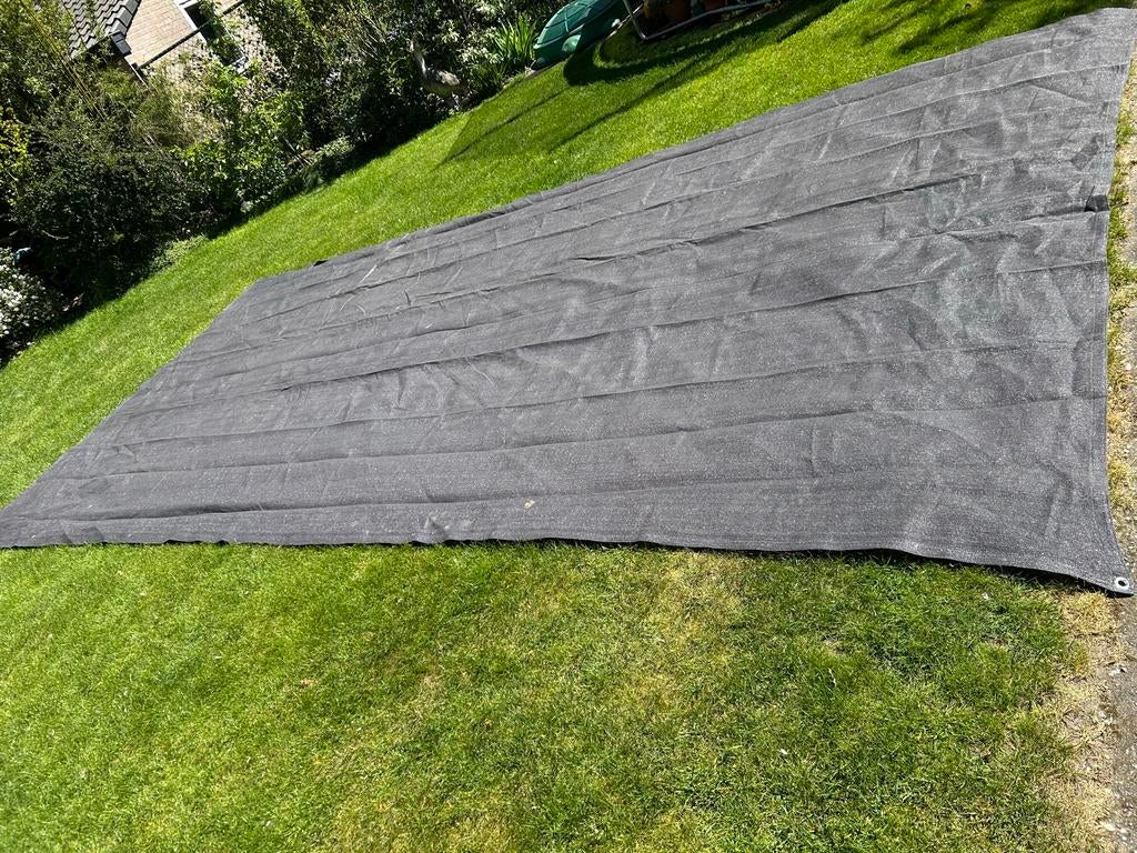 Grijs schaduwdoek- 6x3 meter, Ophalen of Verzenden, Gebruikt