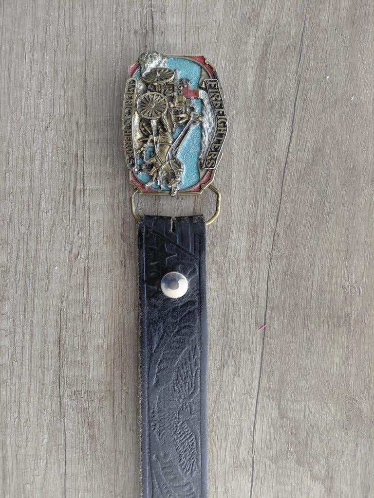 Vintage Leren Riem met Western Gesp - Echt Leder, Ophalen of Verzenden