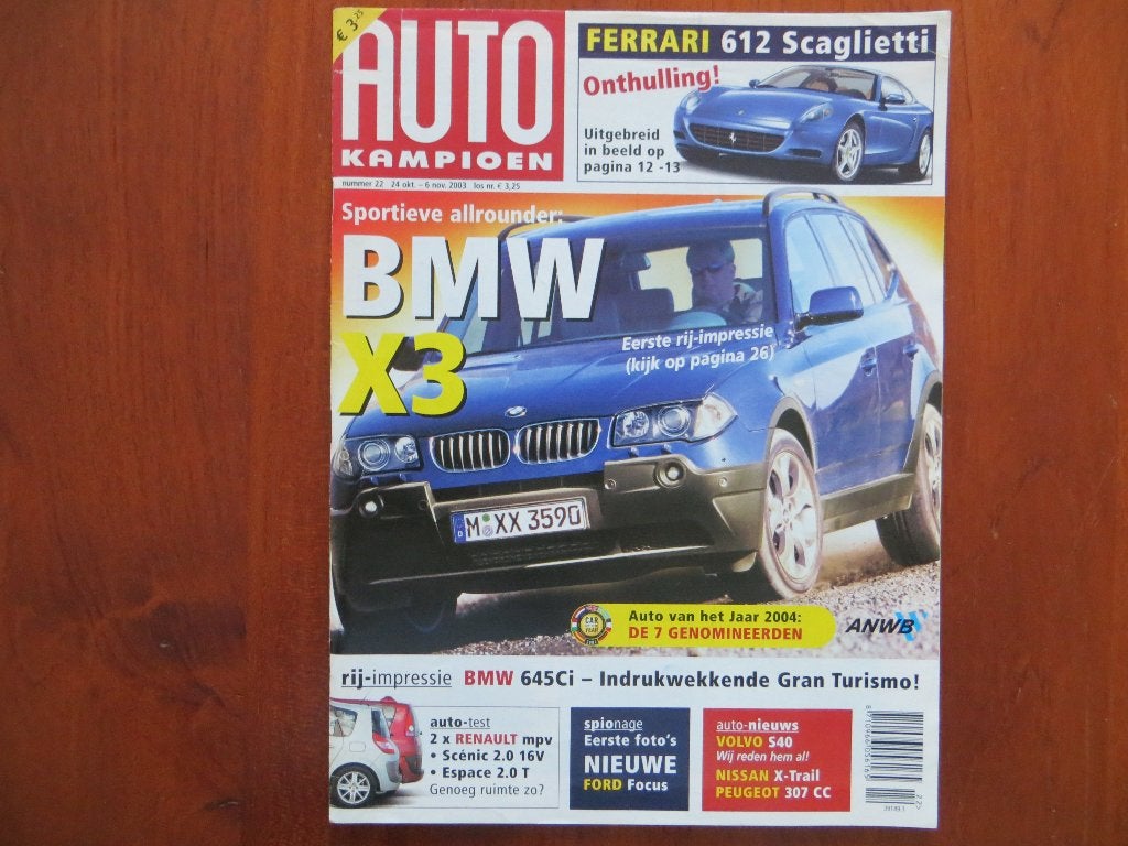 Autokampioen 22 2003 612 Scaglietti, BMW X3, 645 Ci, Scénic, Ophalen of Verzenden, Nieuw, BMW