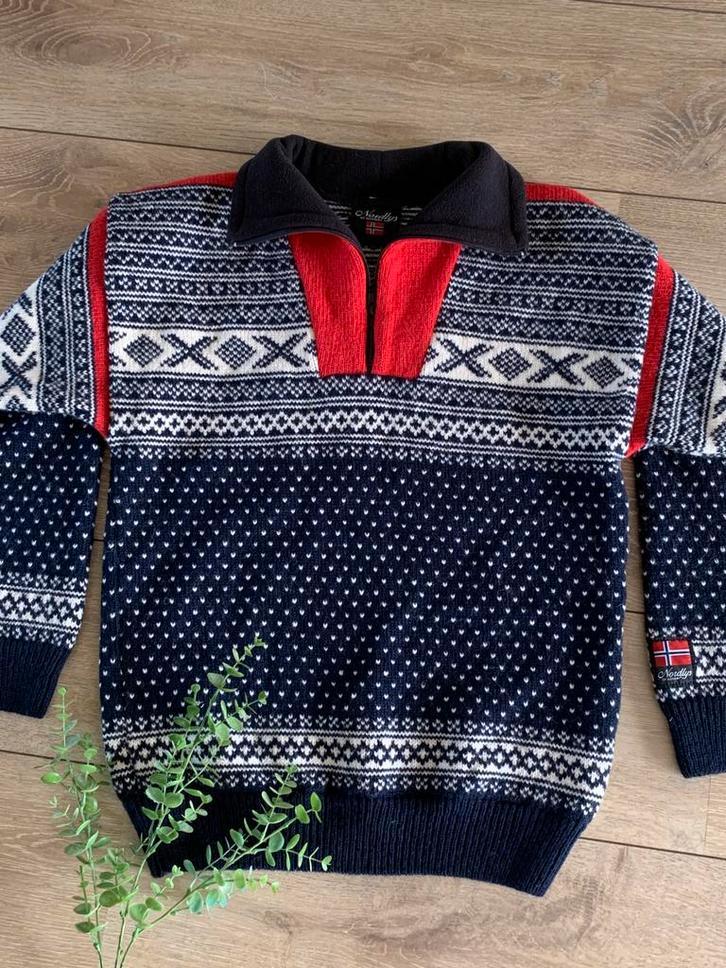 Nordlys of Norway wollen trui S M wool jumper, -, Blauw, -, Nieuw