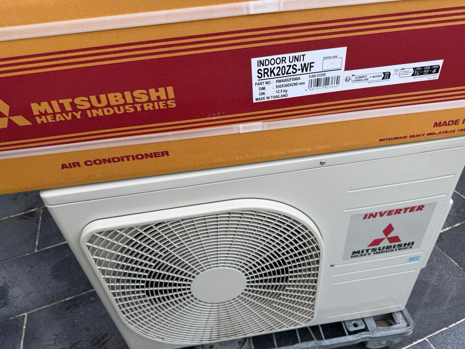 Mitsubishi airco duo split 4kw, Ophalen, Koelen en Ontvochtigen, Timer, 3 snelheden of meer