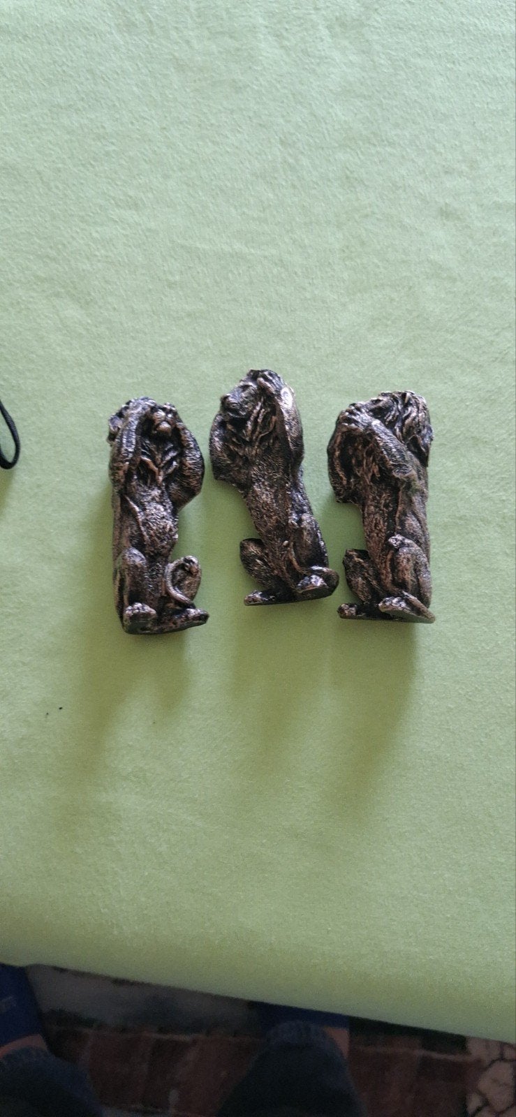 3 Kleine Leeuw Beeldjes: Horen, Zien, Zwijgen - 10 cm hoog, Ophalen, Zwart, Overige materialen, Oosters