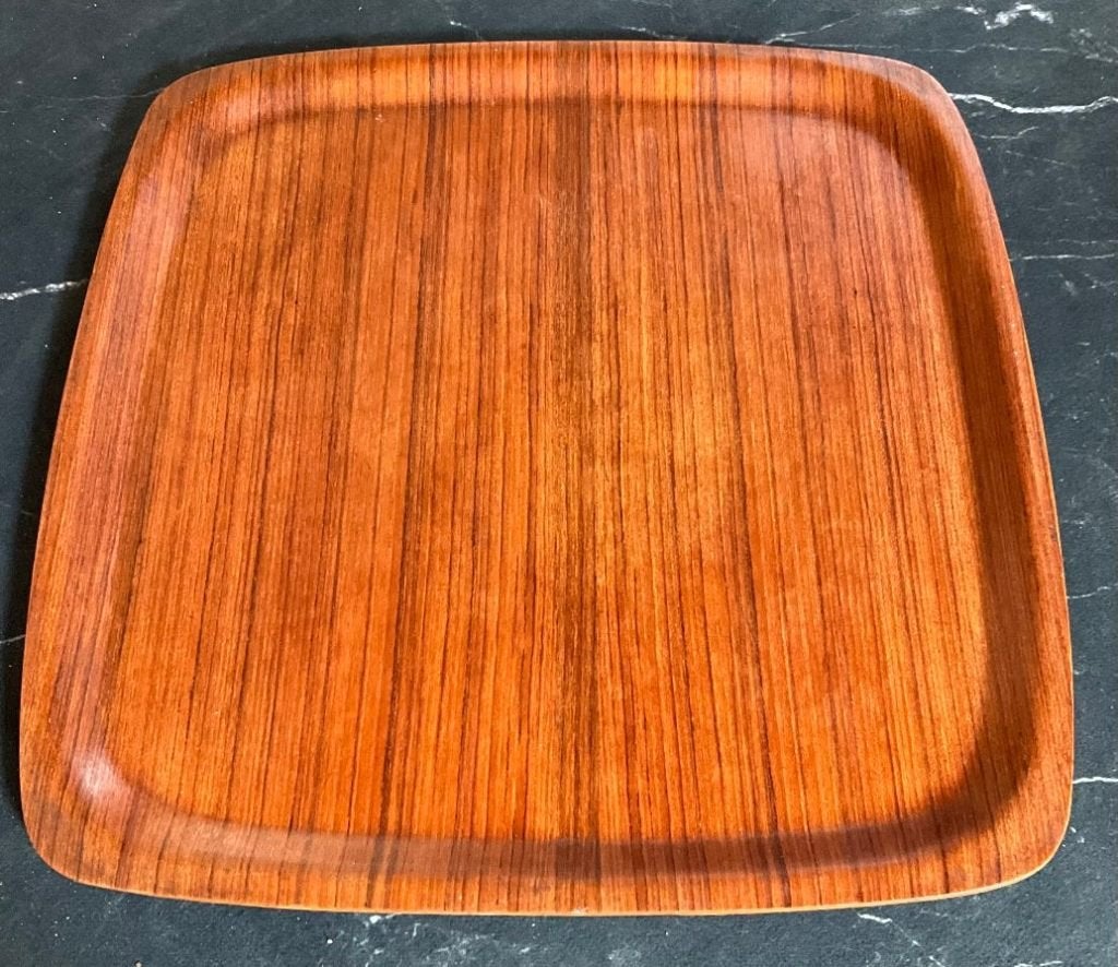 Teak houten dienblad - vierkant - 36x36 cm., Huis en Inrichting, Ophalen, Gebruikt, Vierkant, Hout