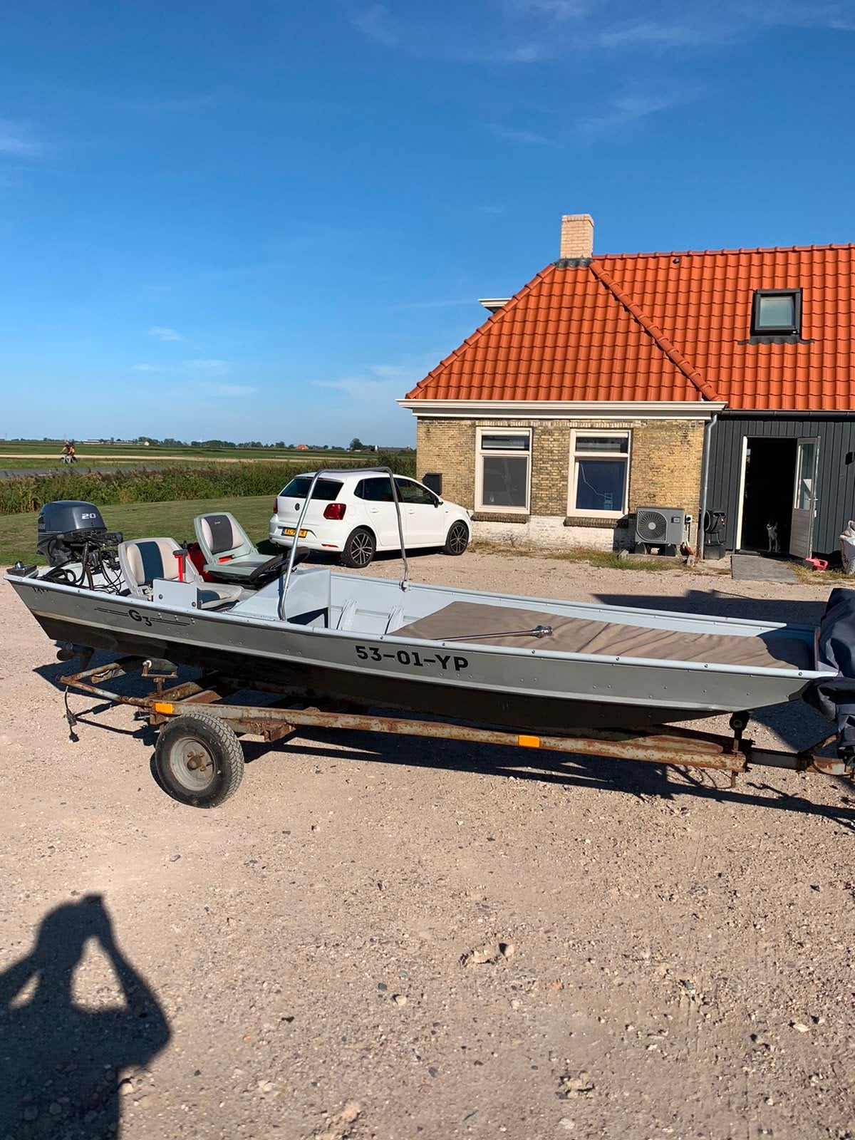 Aluminium platbodem 4,20m x 1,60m, Ophalen, Gebruikt, 42 m, Trailer
