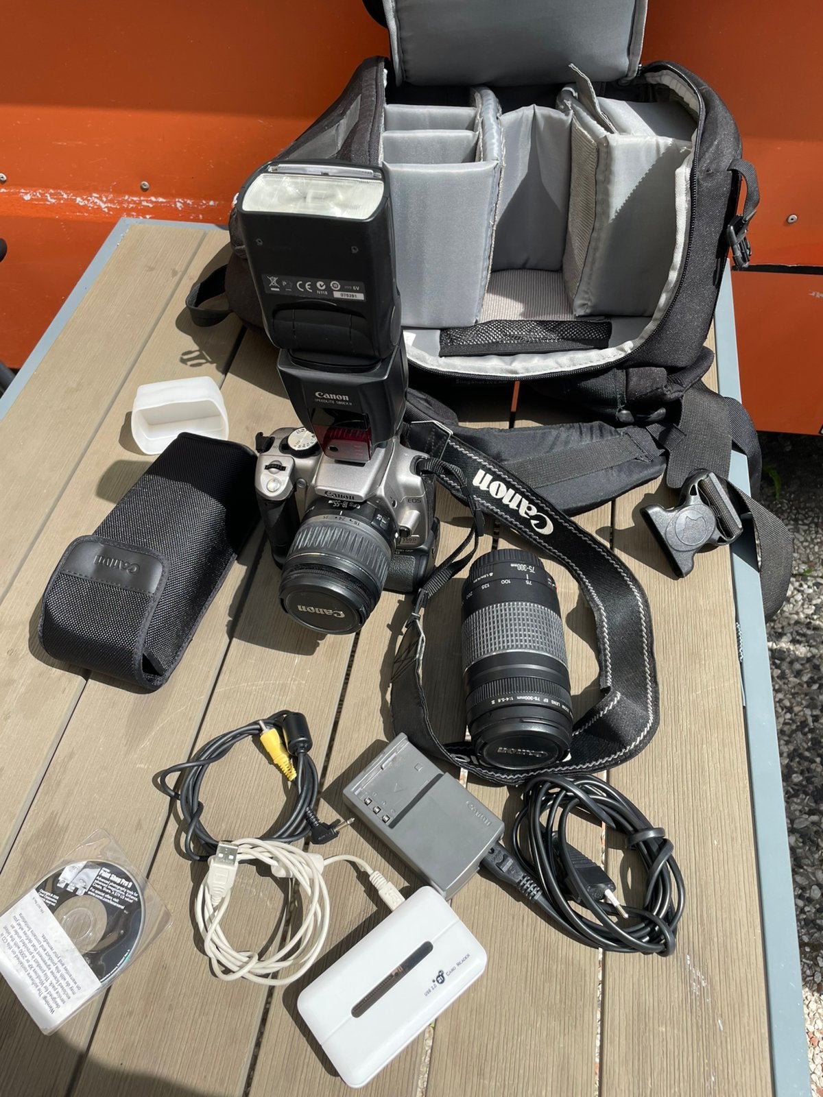 Canon EOS 350D met lens, flitser en accessoires, Canon, Camera, Ophalen of Verzenden, Gebruikt