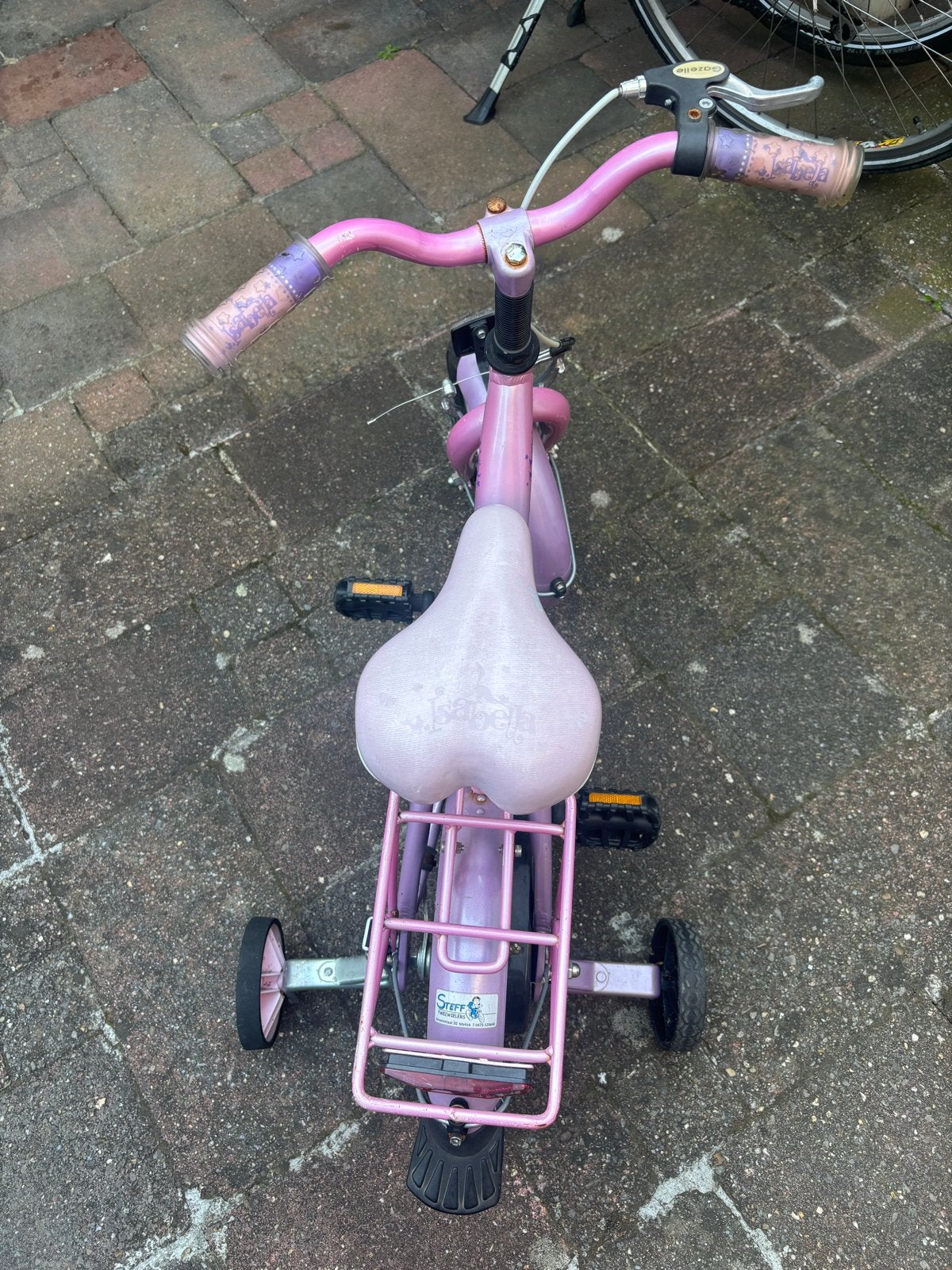 Roze Gazelle kinderfiets met zijwieltjes, Fietsen en Brommers, Terugtraprem, Zijwieltjes, Ophalen of Verzenden, 16 tot 20 inch