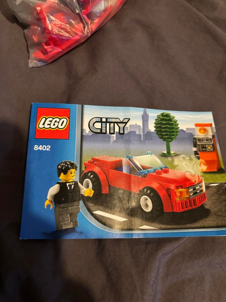 Lego City 8402 - Rode auto met telefoonpaal, Ophalen of Verzenden, Gebruikt, Complete set, Lego