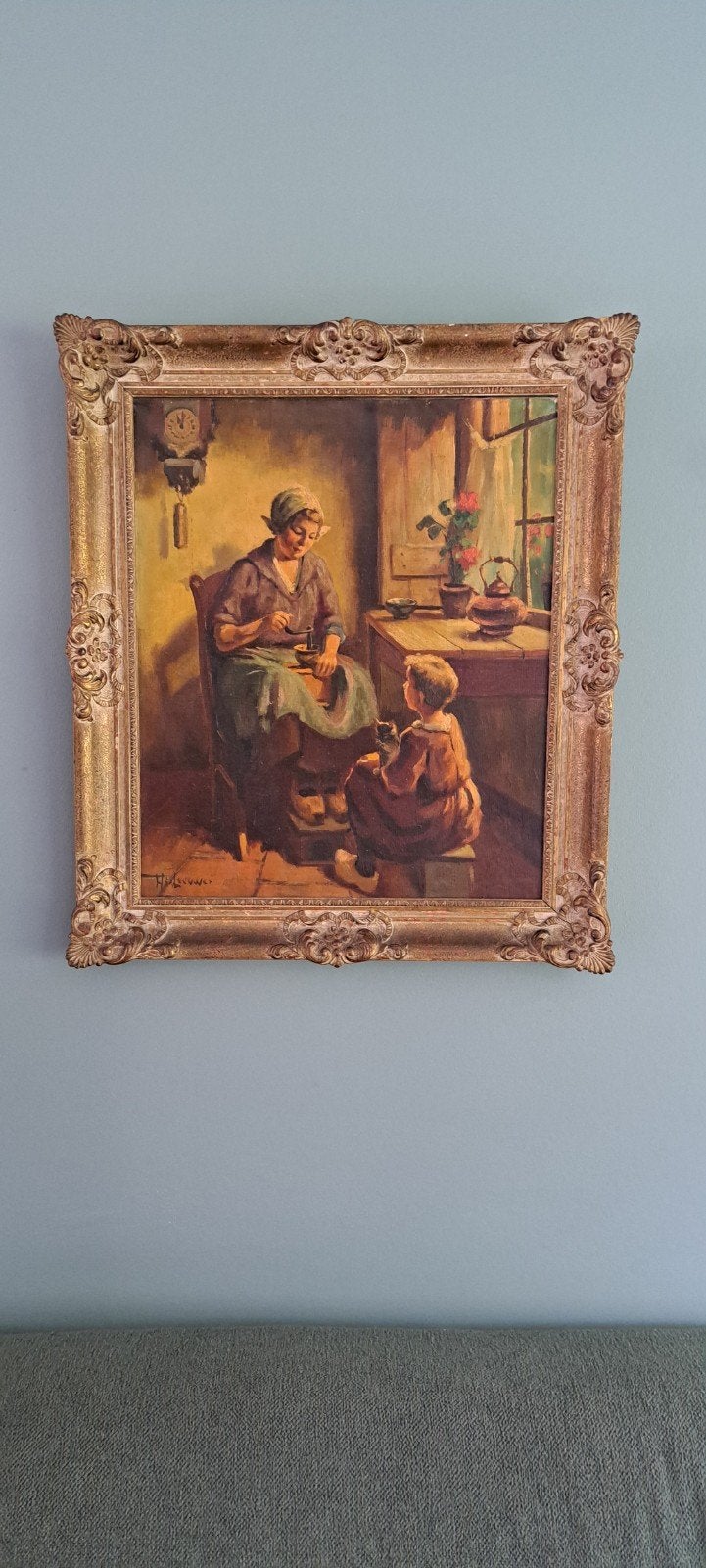 Origineel olieverfschilderij Henk van Leeuwen 50x60 cm, Antiek en Kunst, Ophalen