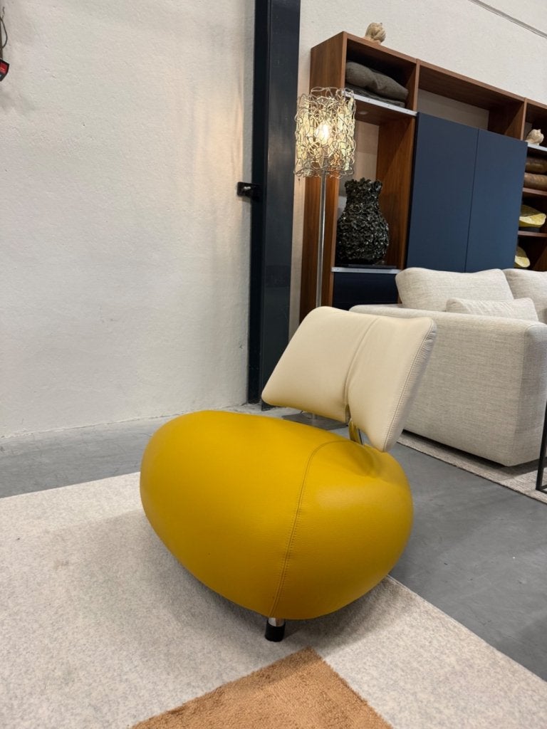 Nieuw Leolux Pallone Fauteuil Geel leer Design stoel, Info@leolux.nl, Nieuw, Ophalen of Verzenden, 75 tot 100 cm