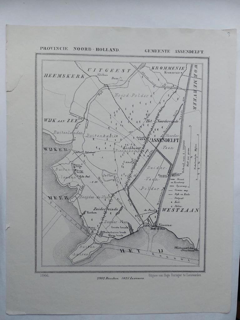 3 / Assendelft Westzaan Wijk aan Zee Noordereinde J. Kuyper, Antiek en Kunst, Kunst | Litho's en Zeefdrukken, Ophalen of Verzenden