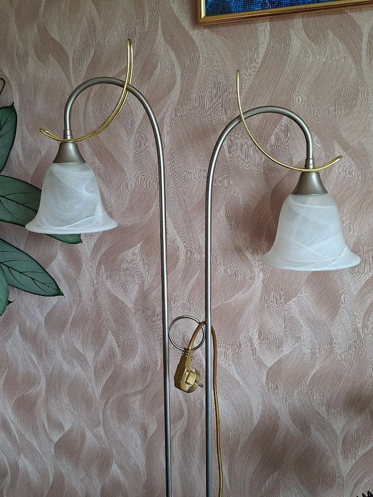 staande vloerlamp en 1 wandlamp zilver en goudkleurig, Huis en Inrichting, Ophalen, Zo goed als nieuw, Glas, 150 tot 200 cm
