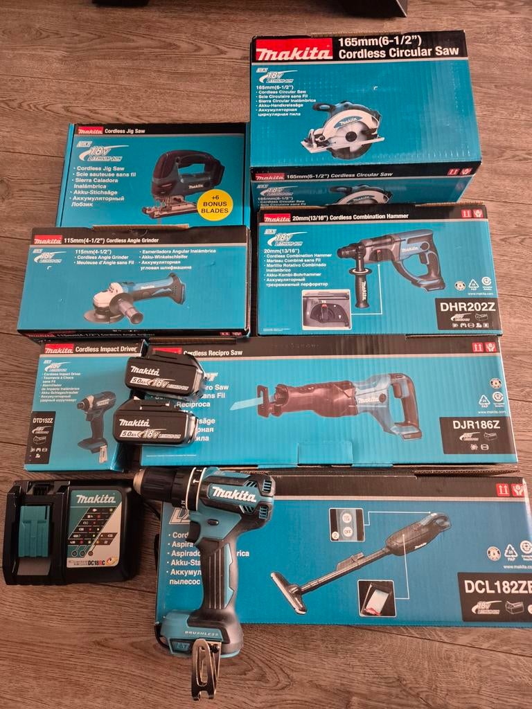 MAKITA set nieuw 8 machines 18 volt, Ophalen, Nieuw, Boor- en/of Breekhamer