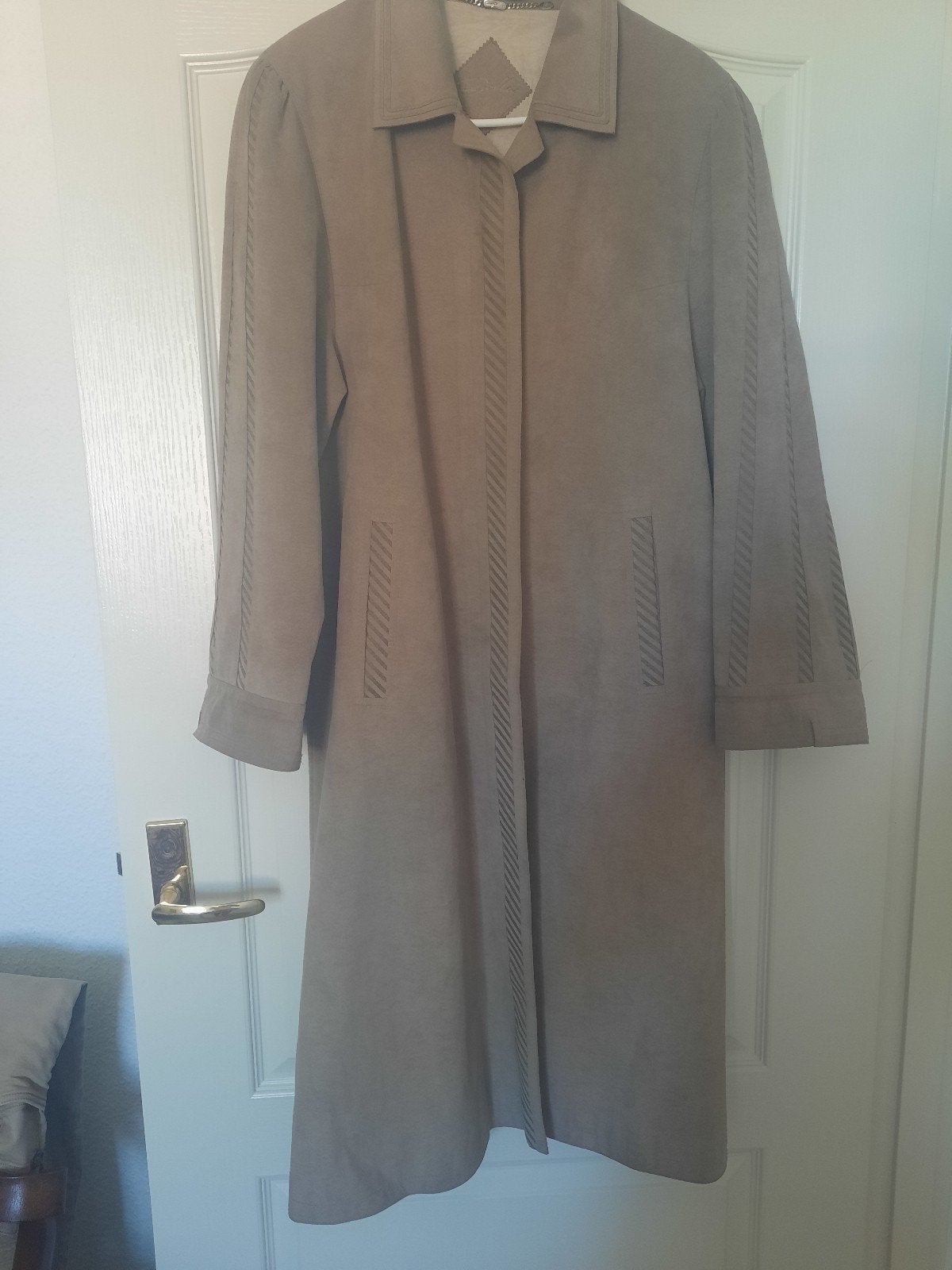 Vintage suède trenchcoat - Elegante lange jas, Maat 38/40 (M), Manto di Alcantara, Bruin, Verzenden