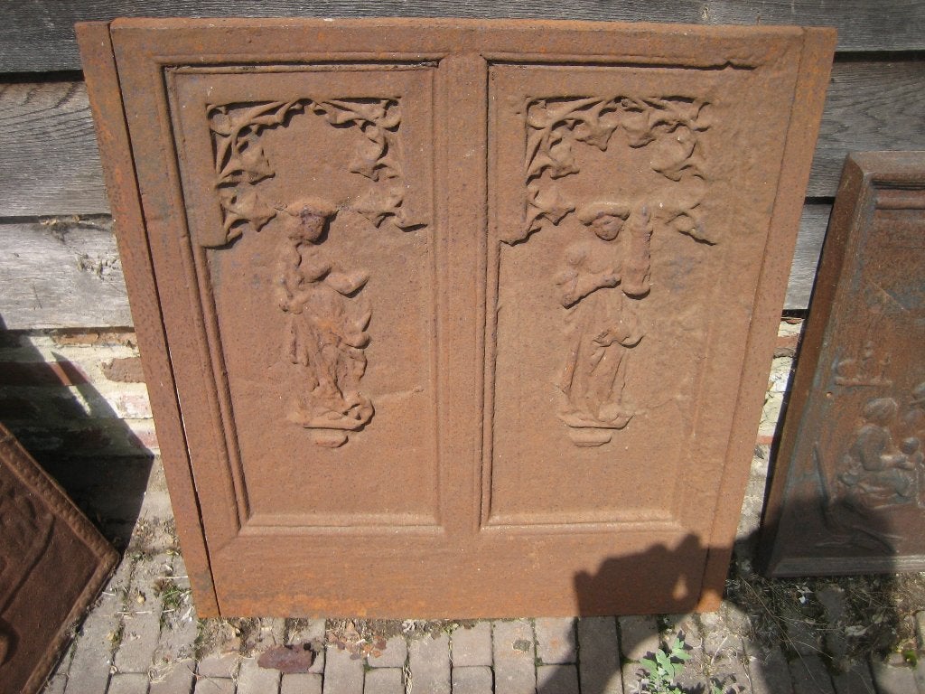 oude gietijzeren haardplaat, Huis en Inrichting, Haarden, Ophalen, Gebruikt, Vrijstaande haard, Houthaard