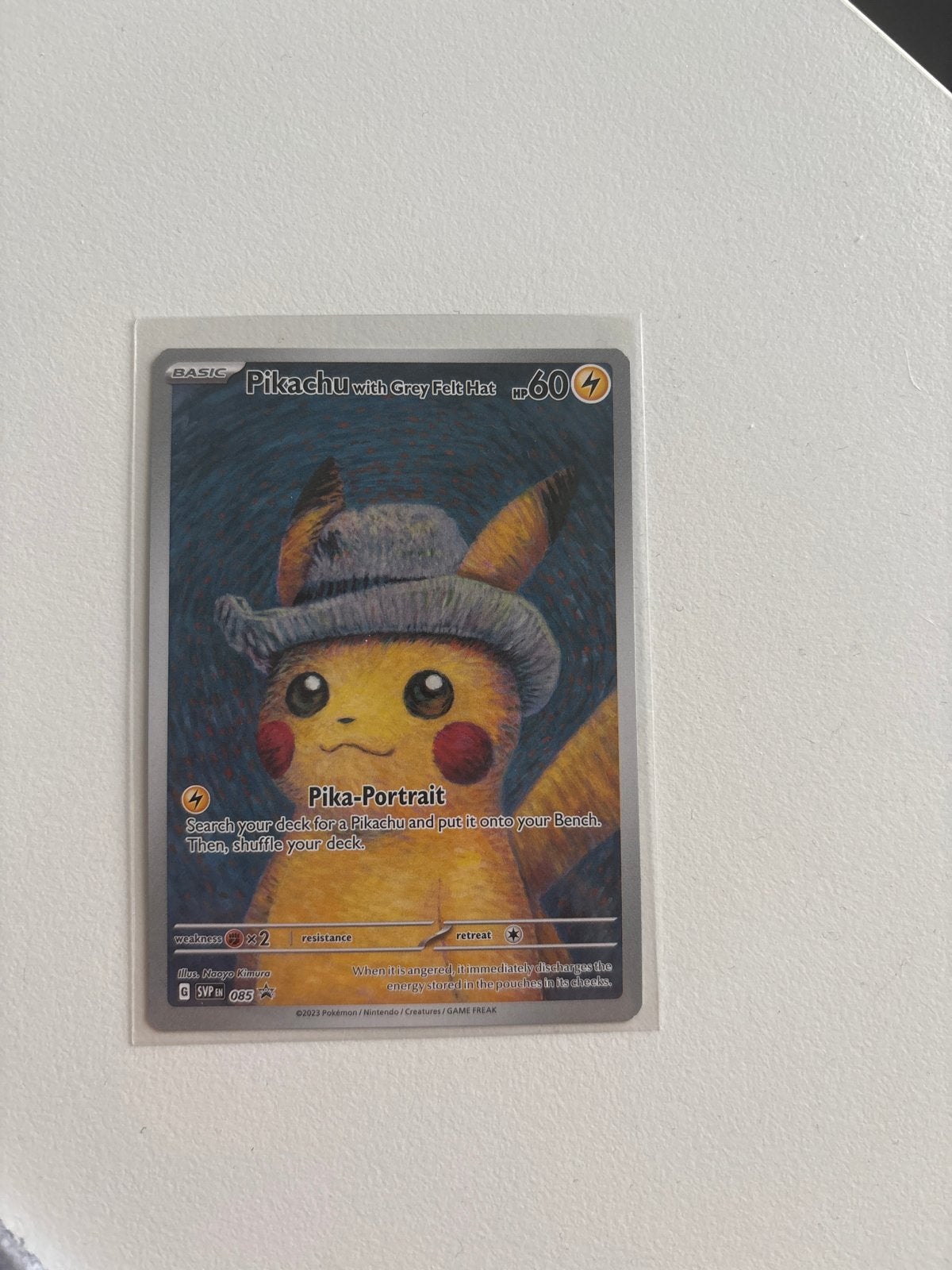Pikachu with Grey Felt Hat Pokémon Kaart, Ophalen of Verzenden, Zo goed als nieuw, Losse kaart