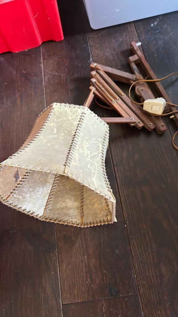 Vintage, houten schaarlamp, Ophalen, Gebruikt