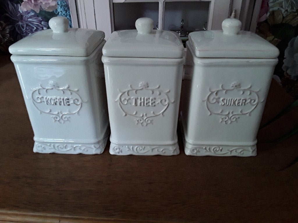 koffie thee suiker voorraad potten, Ophalen of Verzenden, Zo goed als nieuw, Steen/keramiek, Pot, Bus of Blik