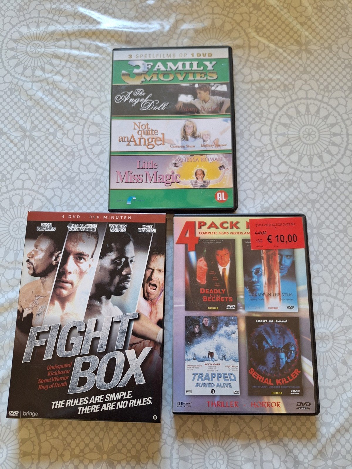 3 dvd boxen €1.50 per stuk, Cd's en Dvd's, Alle leeftijden, Ophalen, Zo goed als nieuw