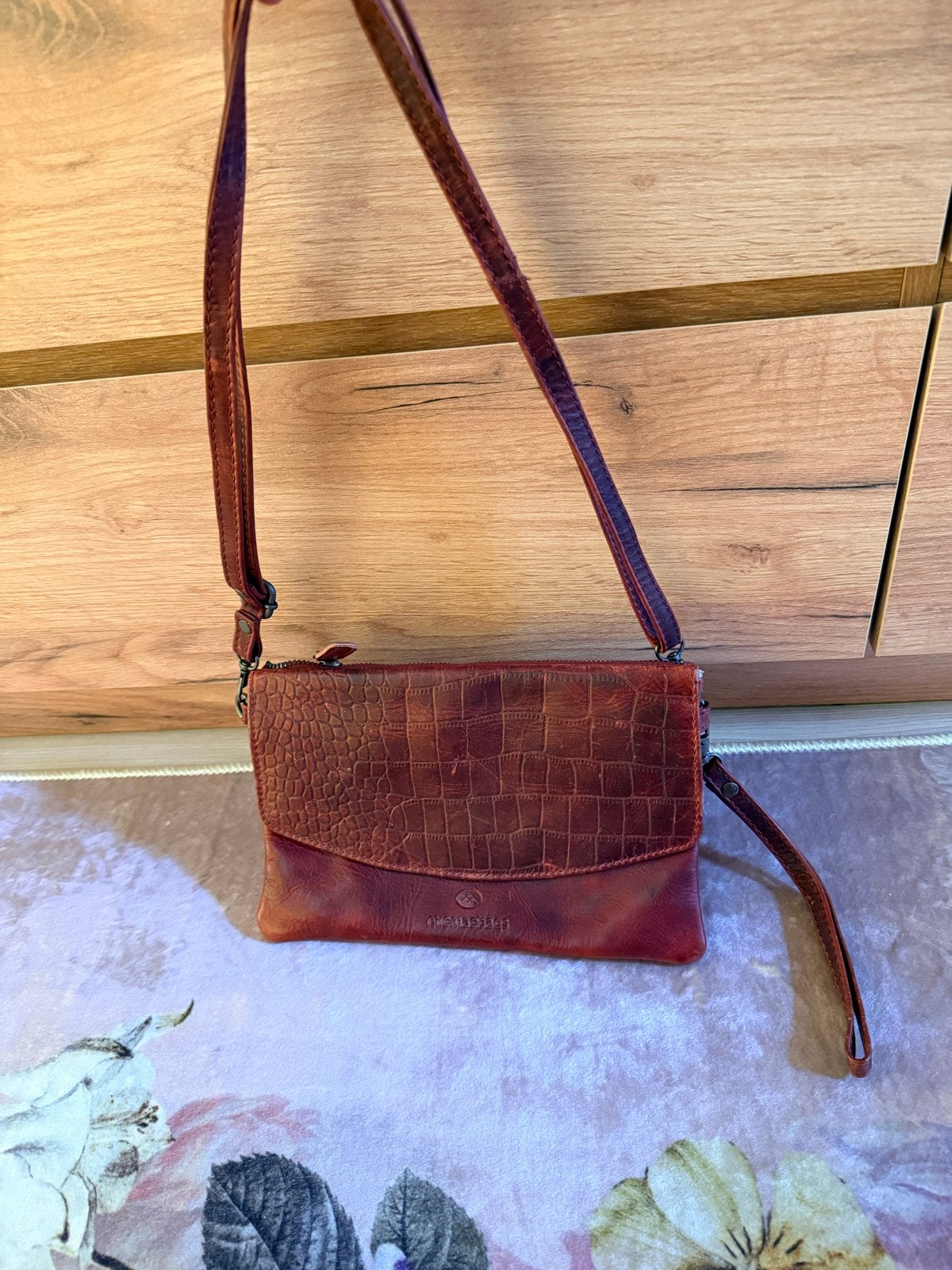 Micmacbags Schoudertasje / clutch  - Roodbruin Leer, Sieraden, Tassen en Uiterlijk, Tassen | Damestassen, Ophalen of Verzenden