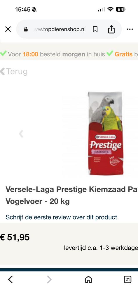 kiemzaad papagaaien merk prestige, Dieren en Toebehoren, Ophalen, Vogel