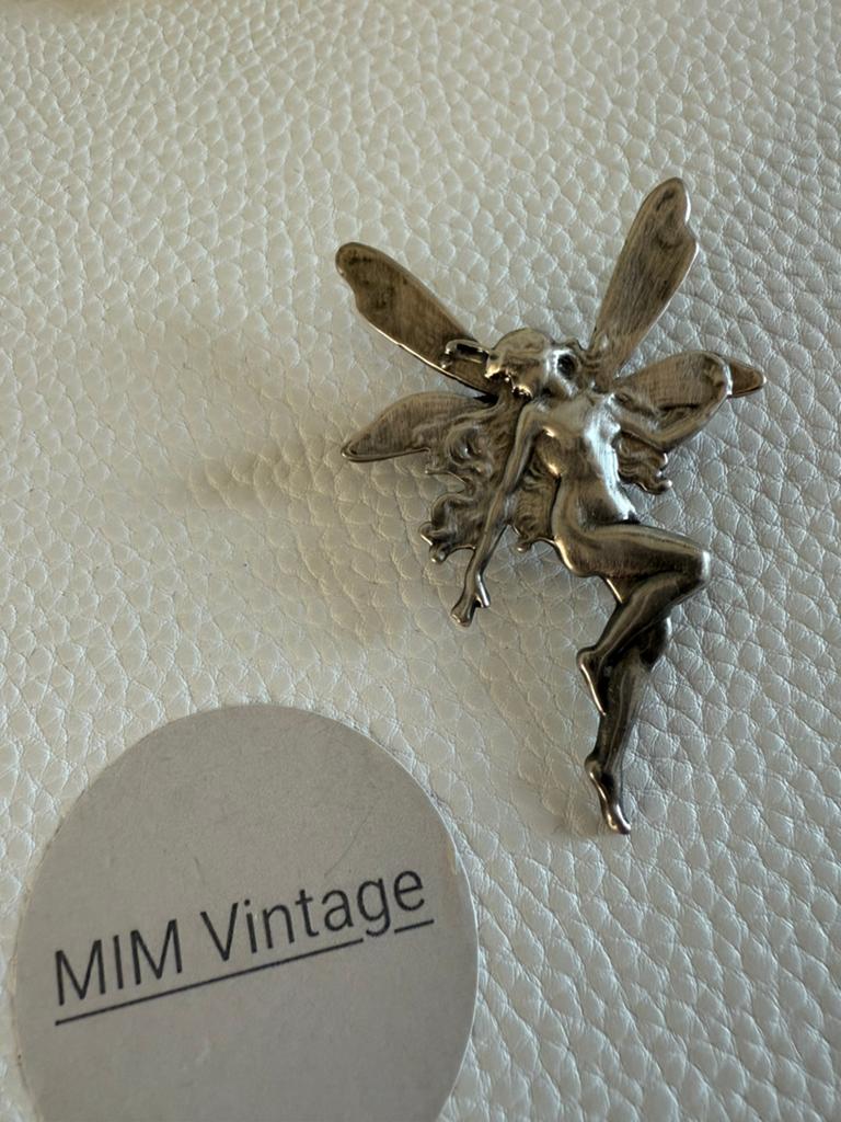R319/Vintage Zilveren prachtige ART DECO Broche Engel, Sieraden, Tassen en Uiterlijk, Broches, 4 tot 7 cm, Gebruikt, Verzenden