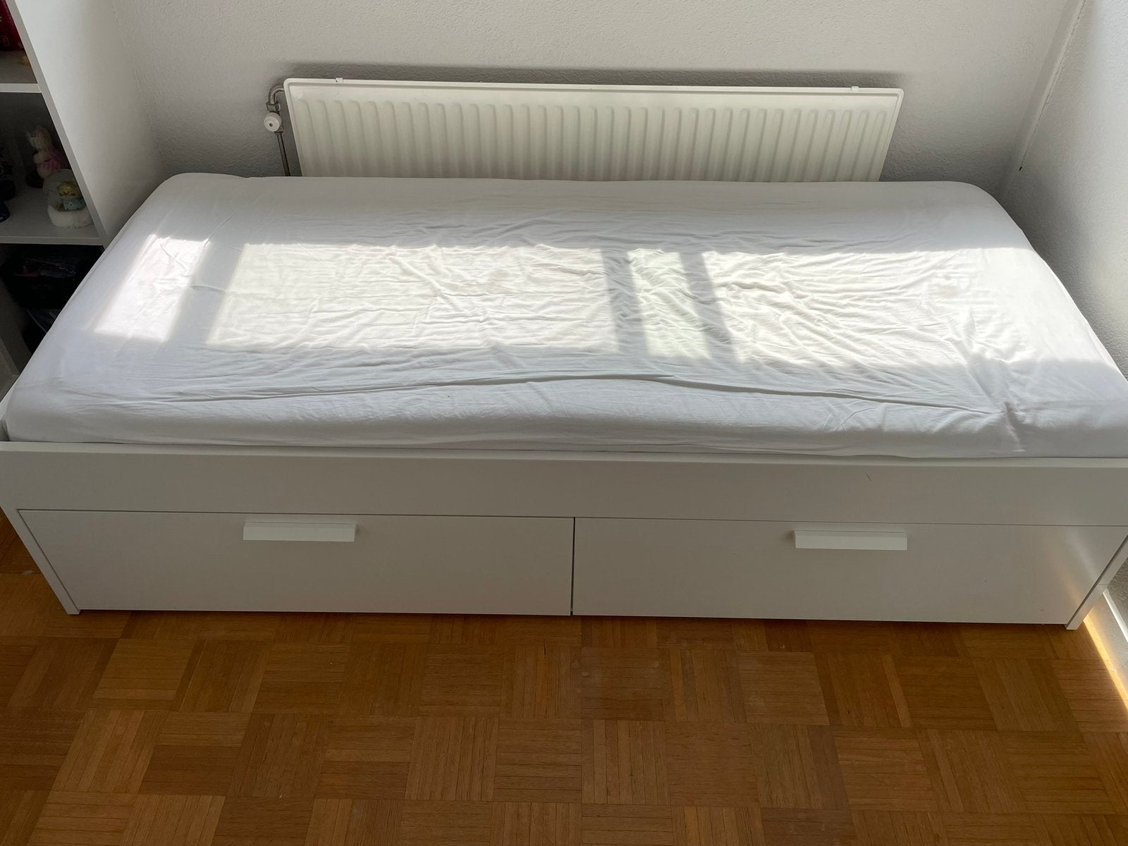 Ikea wit 1 pers bed met lades + lattenbodem, 90 cm, Eenpersoons, Wit, Ophalen of Verzenden