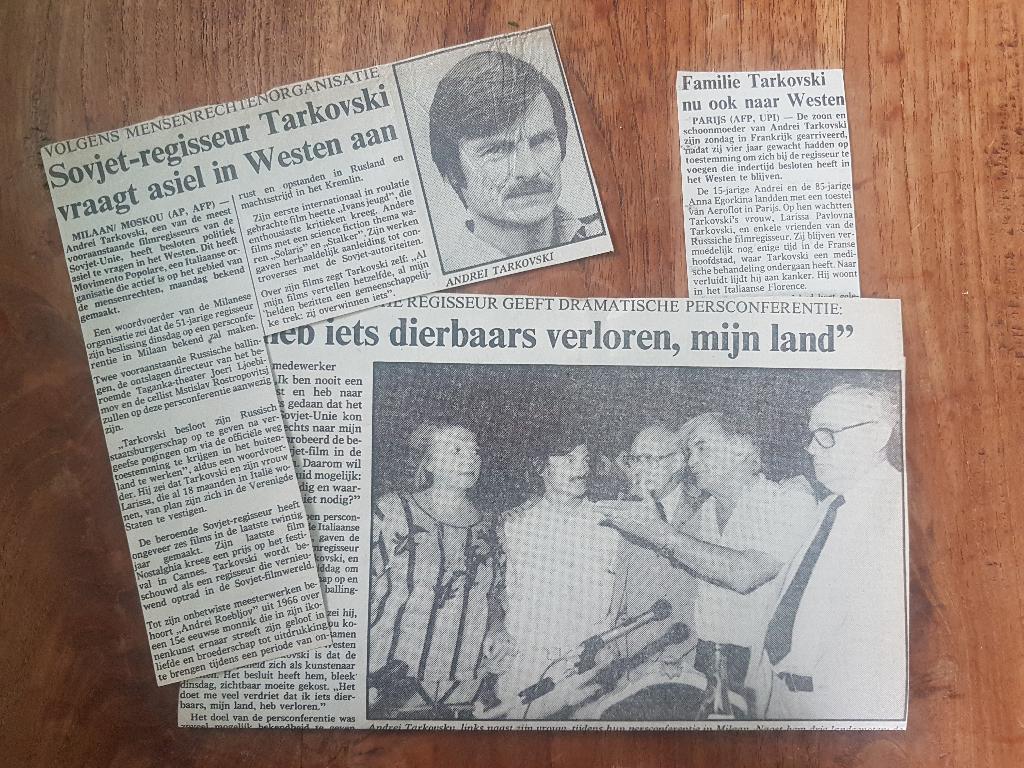 Russische Filmregisseur Tarkovski vraagt asiel aan in Westen, Ophalen of Verzenden, 1980 tot heden, Knipsel(s)