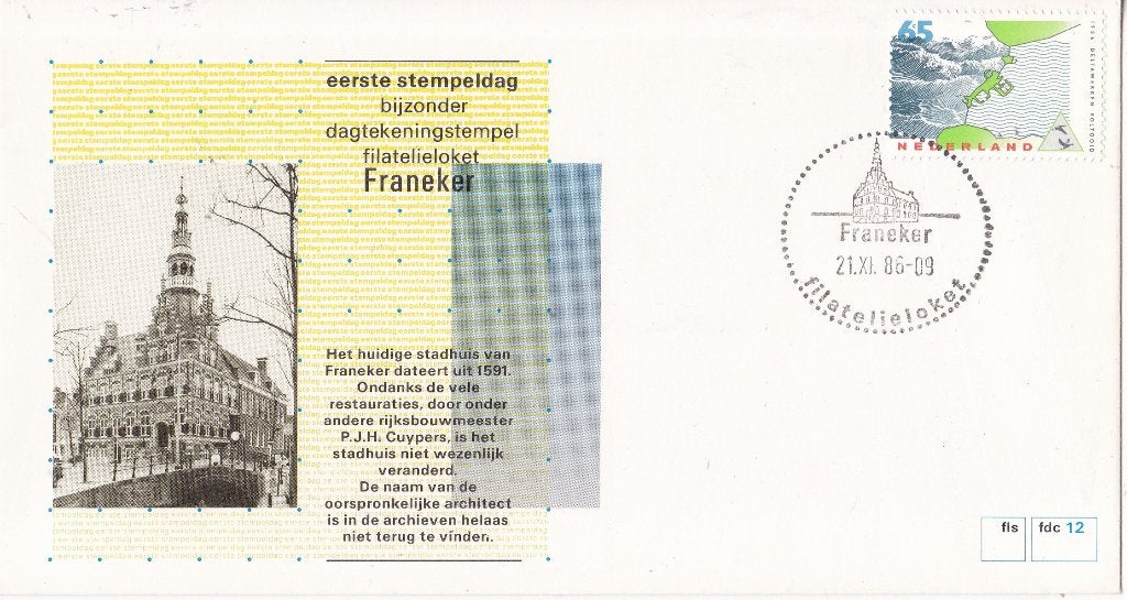 Filatelieloket - Franeker - 21 november 1986 – Nummer 12, Ophalen of Verzenden, Envelop