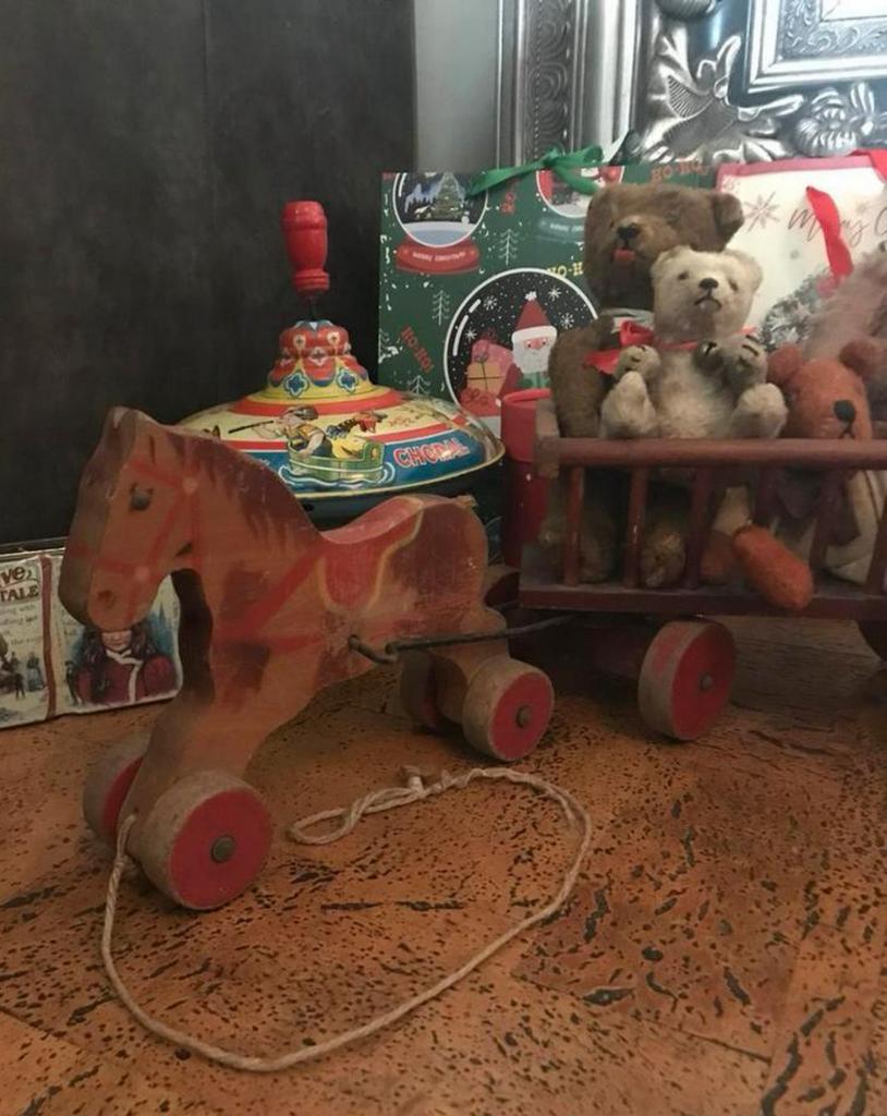 Antieke houten trek kar Steiff zeer goede staat 109 cm lang., Antiek en Kunst, Ophalen of Verzenden