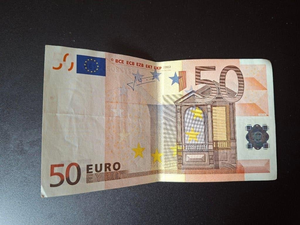 2002 Italië 50 euro oude serie Trichet code J047, Verzenden, Italië, 50 euro, Los biljet