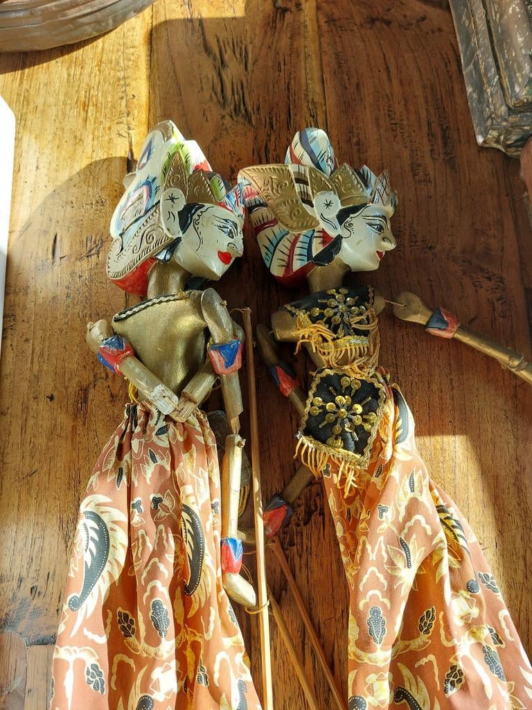 Set van 2 Vintage Indonesische Wayang Golek Poppen, Verzamelen, Poppen, Ophalen of Verzenden, Gebruikt, Pop