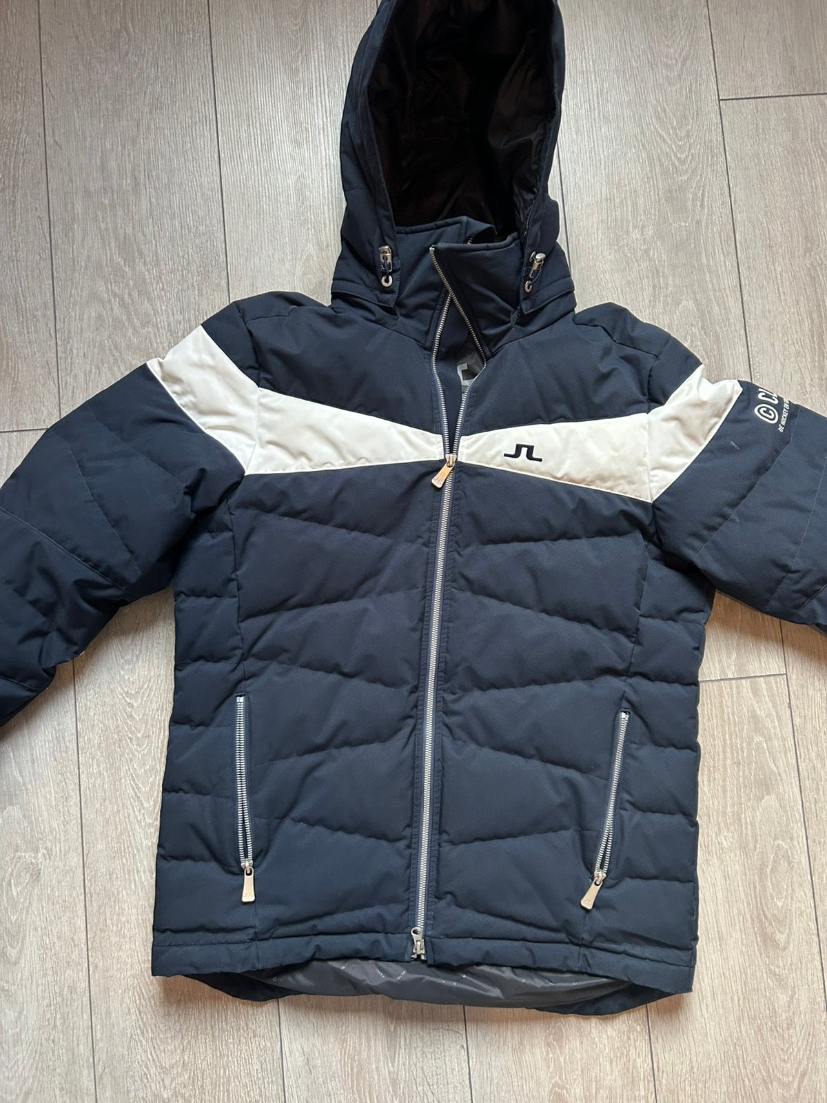 Lindenbergh winterjas blauw / wit maat M, Ophalen, Zo goed als nieuw, Blauw