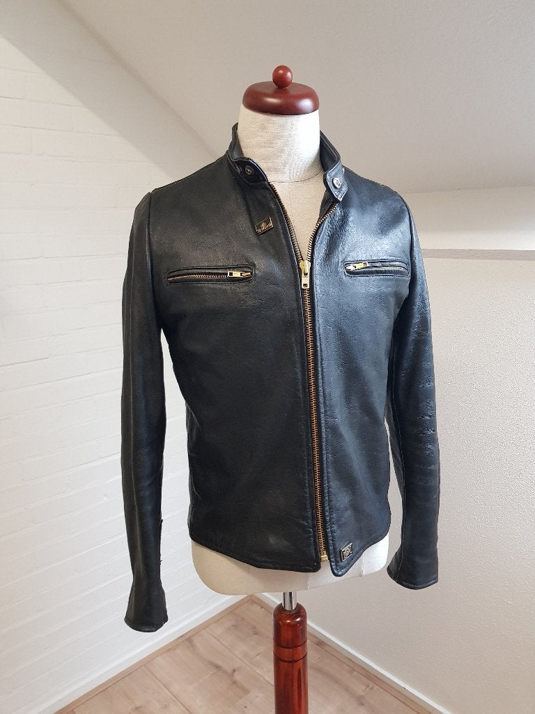 Aangeboden: Vintage Horshide Leren motorjas, Ophalen of Verzenden, Gedragen, Maat 46 (S) of kleiner, Zwart