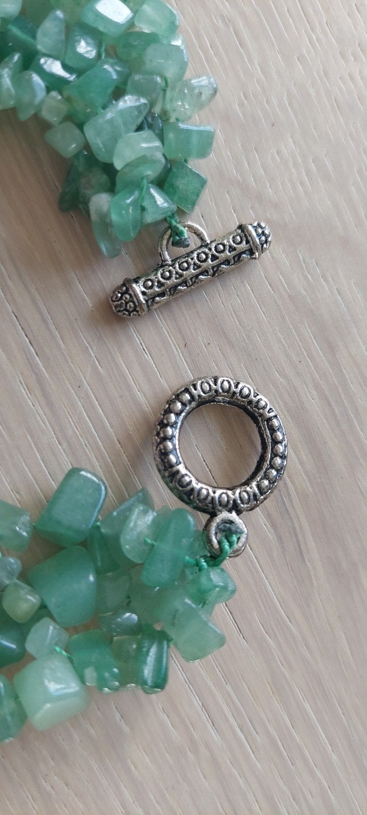 Groene Aventurijn Collier - Handgemaakt, Sieraden, Tassen en Uiterlijk, Kettingen, Gebruikt, Steen of Mineraal, Groen, Met edelsteen
