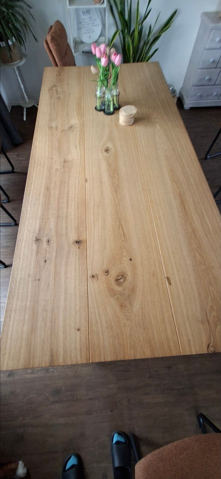 Massief Eiken Eettafel - 220x100x78 cm, Ophalen
