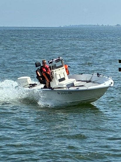 Witte Sea Chaser met 75 pk E-tec Evinrude, Ophalen, Overige merken, Elektrische start, 75 pk
