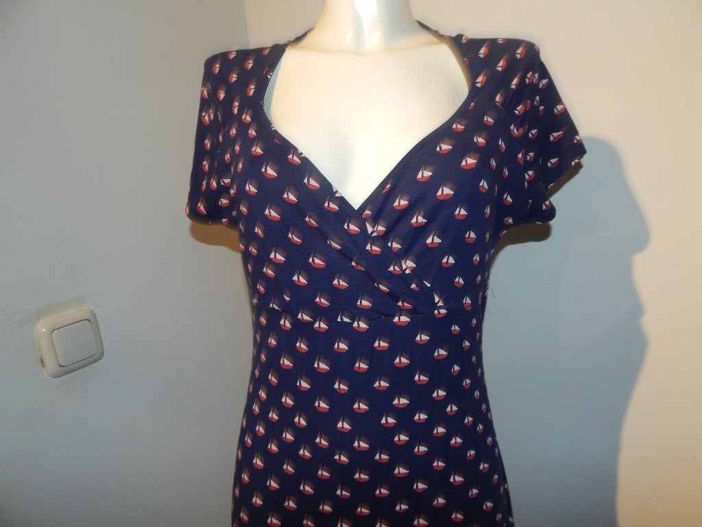 King Louie donker blauwe jurk bootjes print kleur M, Maat 38/40 (M), Zo goed als nieuw, Knielengte, King Louie