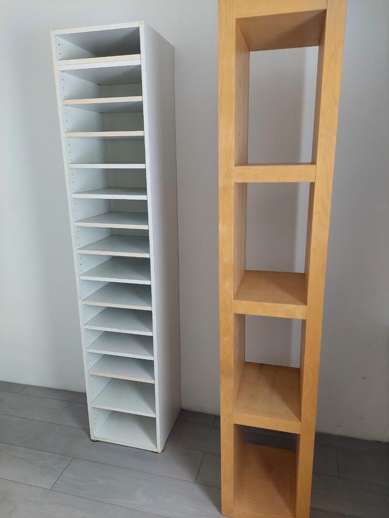 IKEA Witte en houten smalle kasten met planken gratis, Met plank(en), Minder dan 50 cm, Gebruikt, Modern, functioneel