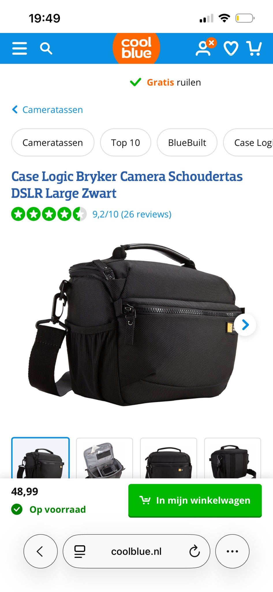 Case Logic Bryker Camera Schoudertas DSLR Large Zwart, Ophalen, Gevoerd, Zo goed als nieuw, Zwart