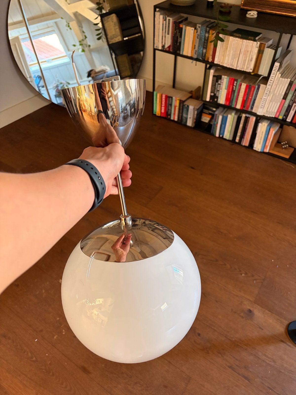 IKEA Höljes hanglamp, Huis en Inrichting, Lampen | Hanglampen, Ophalen, Zo goed als nieuw, Glas, E27 (groot)