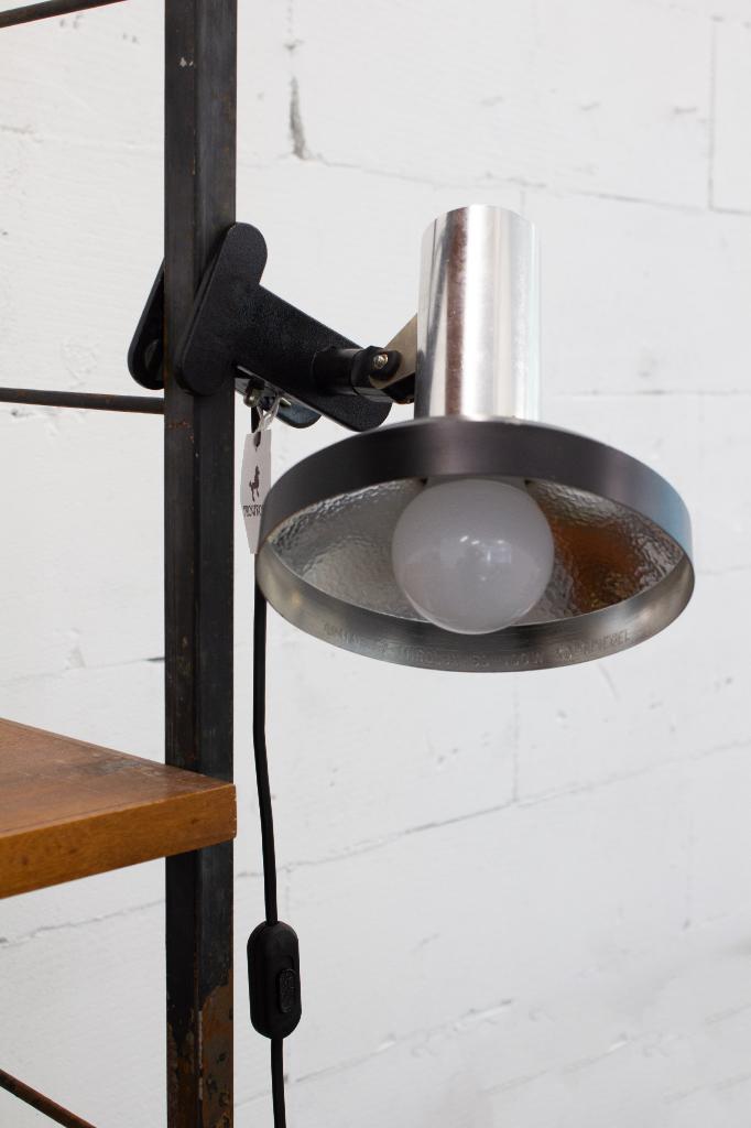 Vintage zwarte of chromen Ormaspot klem-spot, Ophalen, Gebruikt, Metaal of Aluminium, Industrieel