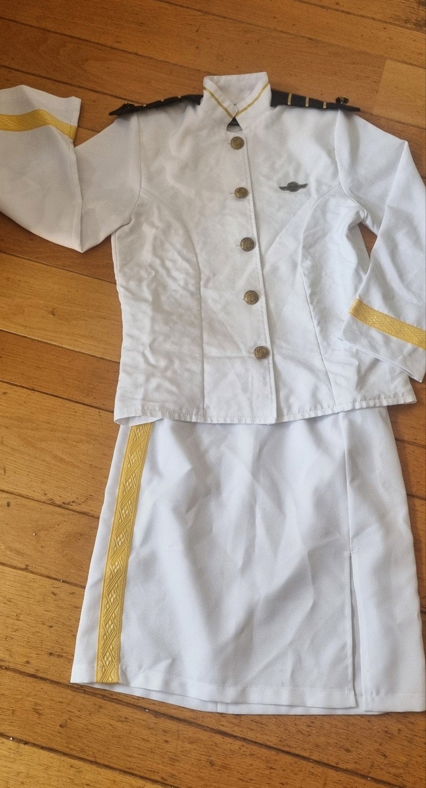 Piloten uniform Dames Maat 36 - Wit  Gouden Details Carnaval, Carnaval, Ophalen of Verzenden, Zo goed als nieuw, Kleding