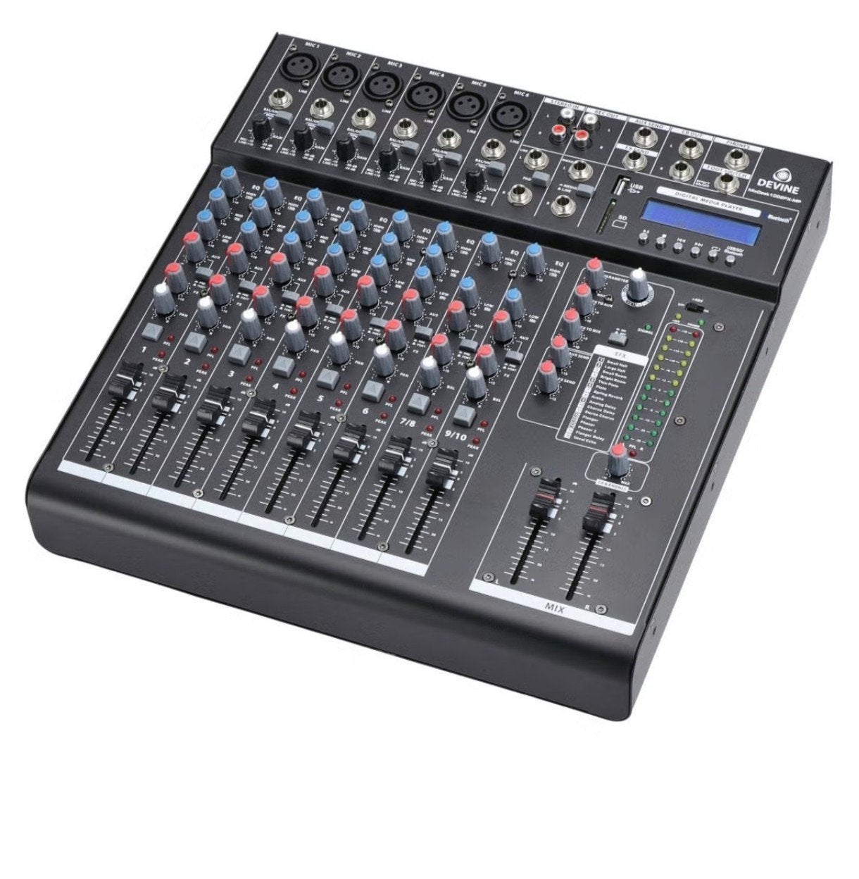 Devine MixDesk 1002FX-MP Mengpaneel met USB/Bluetooth, Ophalen of Verzenden, Zo goed als nieuw, 5 tot 10 kanalen, Microfooningang